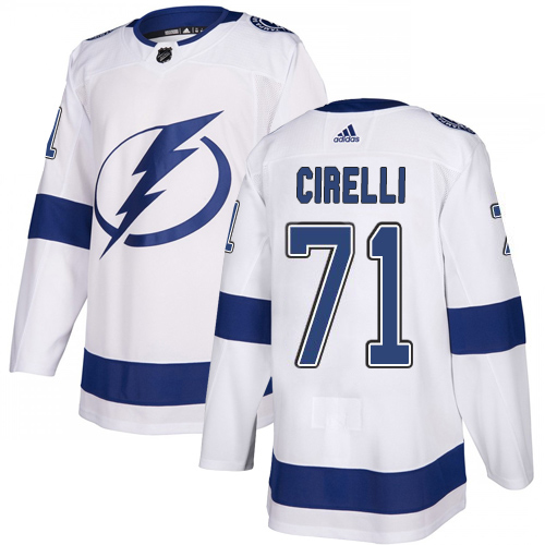 Adidas Tampa Bay Lightning Men 71 Anthony Cirelli White Road Authentic Stitched NHL Jersey